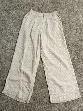 Aerie Wide-Leg Striped Cotton Pants